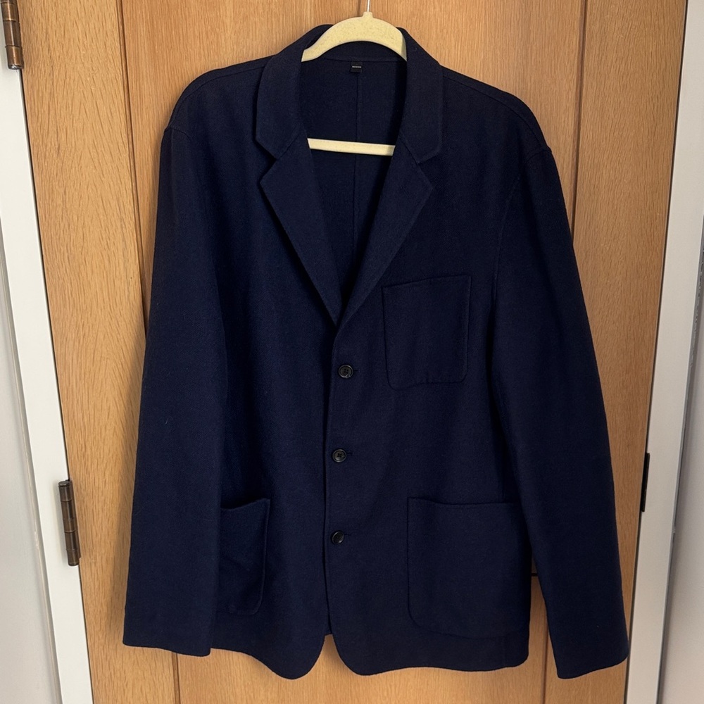 Bonobos Classic Men's Wool Blend Navy Blazer - Tailored Patch Pocket Jacket